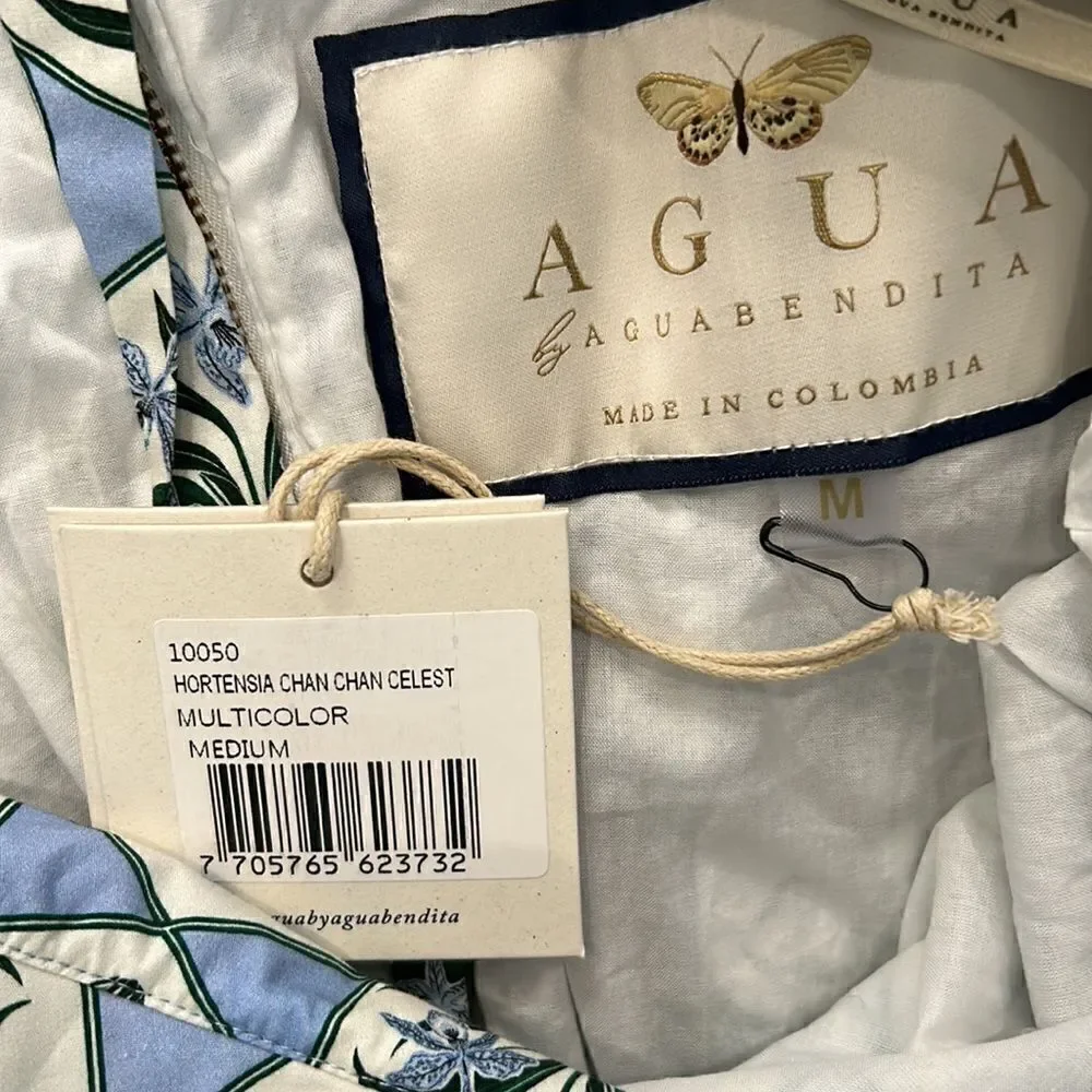 AQUA by AQUA BENDITA Hortensia floral-print cotton-poplin dress Size M NWT_11